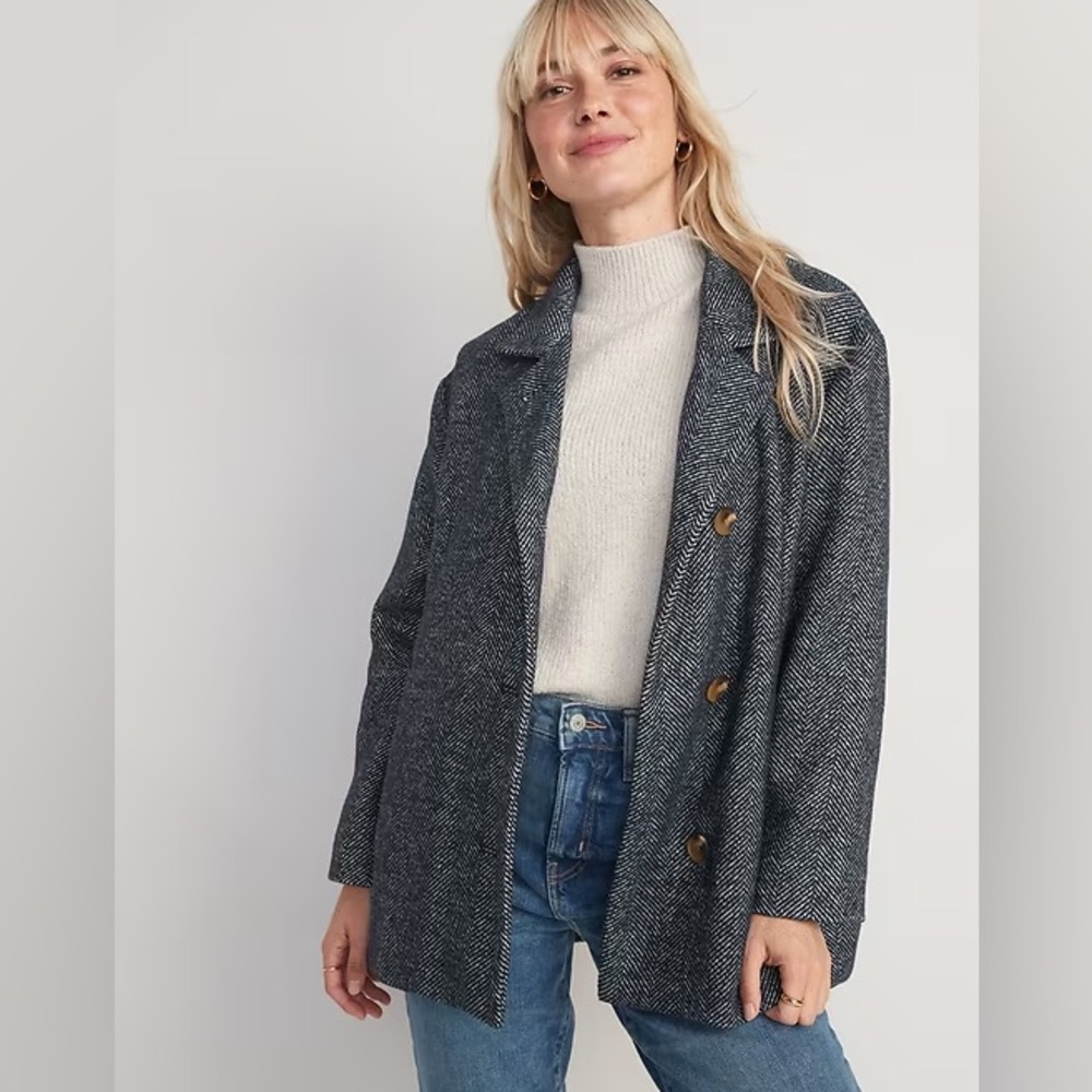 Old Navy Oversized Blue Herringbone Blazer NWT Size L